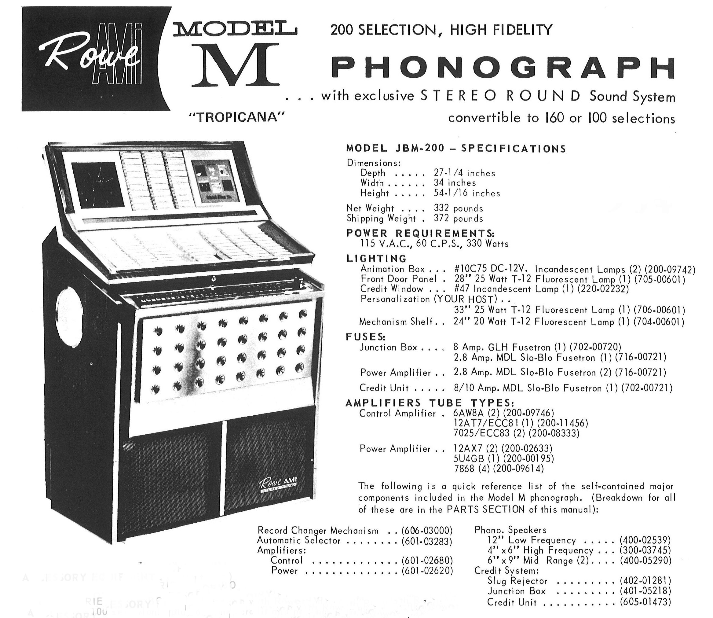 rowe ami 1964 tropicana jukebox manual
